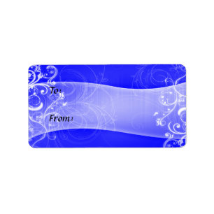 Blue Floral Banner Swirl Gift Tag