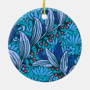 Blue Floral Batik Flowers Ceramic Ornament