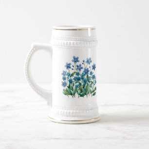 Blue Floral Beer Stein