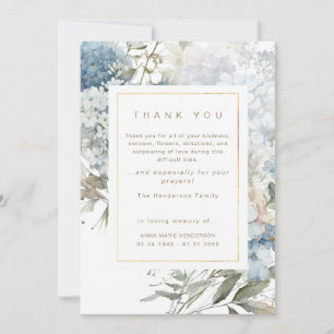 Blue Floral Bereavement Funeral Thank You Card