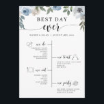 Blue Floral Best Day Ever Wedding Timeline Program<br><div class="desc">This program includes a timeline of your wedding as a fun and simple way to give important wedding information to your wedding guests.</div>