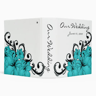 Blue Floral Black Scroll Binder