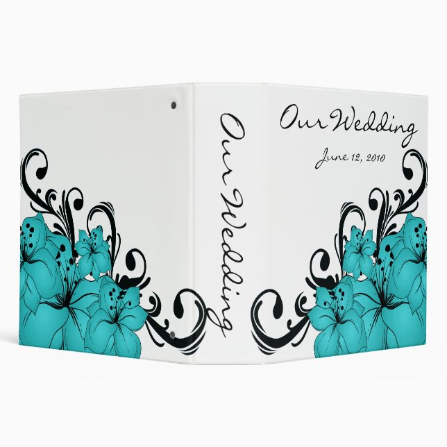 Blue Floral Black Scroll Binder (Background)