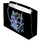 Blue Floral Black Sugar Skull Day Of The Dead
