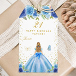 Blue Floral Blonde Hair Girl Happy Birthday Gift Tags<br><div class="desc">This elegant and glamourous happy birthday gift tag can be personalized with a name. The design features a beautiful princess with blonde hair and fair skin in a blue ball gown. The text combines handwritten script and modern sans serif fonts for a classy and sophisticated look. The floral arrangements, butterflies...</div>