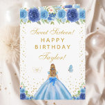 Blue Floral Blonde Hair Girl Sweet Sixteen Card<br><div class="desc">This elegant and glamourous sweet sixteen birthday card can be personalized with a name or title such as daughter, granddaughter, niece, friend etc. The design features a beautiful princess with blonde hair and fair skin in a blue ball gown. The text combines handwritten script and modern sans serif fonts for...</div>