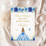 Blue Floral Blonde Hair Girl Sweet Sixteen Card<br><div class="desc">This elegant and glamourous sweet sixteen birthday card can be personalized with a name or title such as daughter, granddaughter, niece, friend etc. The design features a beautiful princess with blonde hair and fair skin in a blue ball gown. The text combines handwritten script and modern sans serif fonts for...</div>