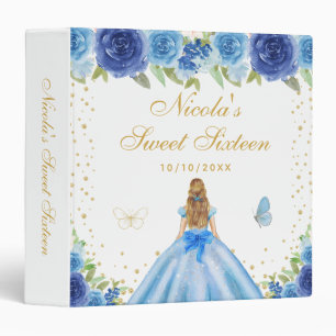 Blue Floral Blonde Hair Princess Sweet Sixteen Binder