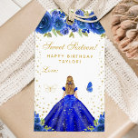 Blue Floral Blonde Hair Princess Sweet Sixteen Gift Tags<br><div class="desc">This elegant and glamourous sweet sixteen birthday gift tag can be personalized with a name. The design features a beautiful princess with blonde hair and fair skin in a royal blue ball gown. The text combines handwritten script and modern sans serif fonts for a classy and sophisticated look. The floral...</div>