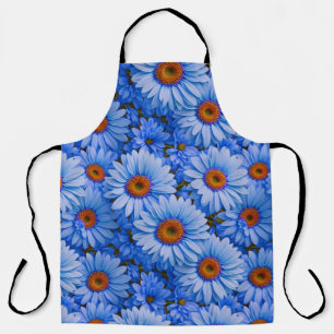 Blue floral blue sunflowers blue daisies pattern apron