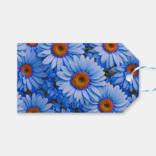 Blue floral blue sunflowers blue daisies pattern  gift tags