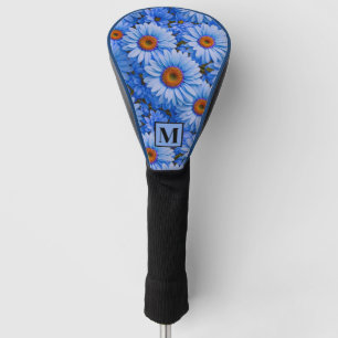 Blue floral blue sunflowers blue daisies pattern golf head cover