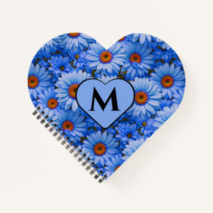 Blue floral blue sunflowers blue daisies pattern  notebook