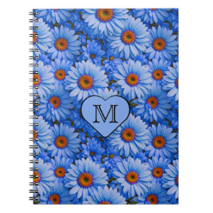 Blue floral blue sunflowers blue daisies pattern notebook