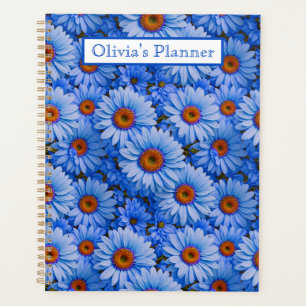 Blue floral blue sunflowers blue daisies pattern planner