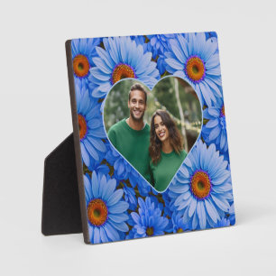 Blue floral blue sunflowers blue daisies pattern  plaque
