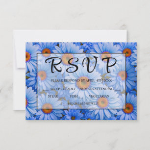 Blue floral blue sunflowers blue daisies pattern  RSVP card
