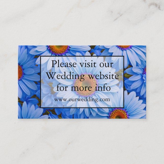 Blue floral blue sunflowers blue daisies QR code Enclosure Card (Front)