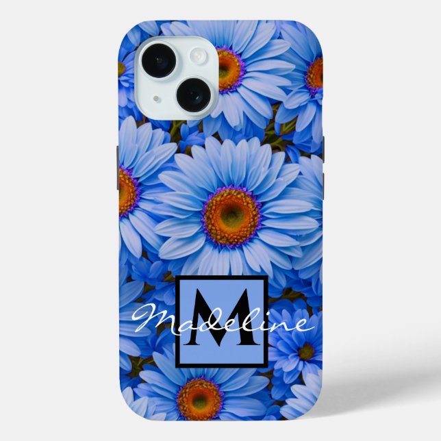 Blue floral blue sunflowers blue daisy personalize Case-Mate iPhone case (Back)
