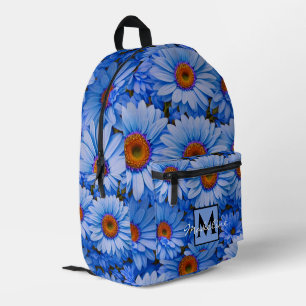 Blue floral blue sunflowers blue daisy personalize printed backpack