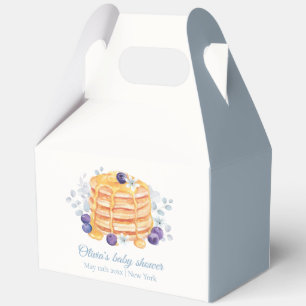 Blue Floral Blueberry Pancake Brunch Baby Shower Favor Box