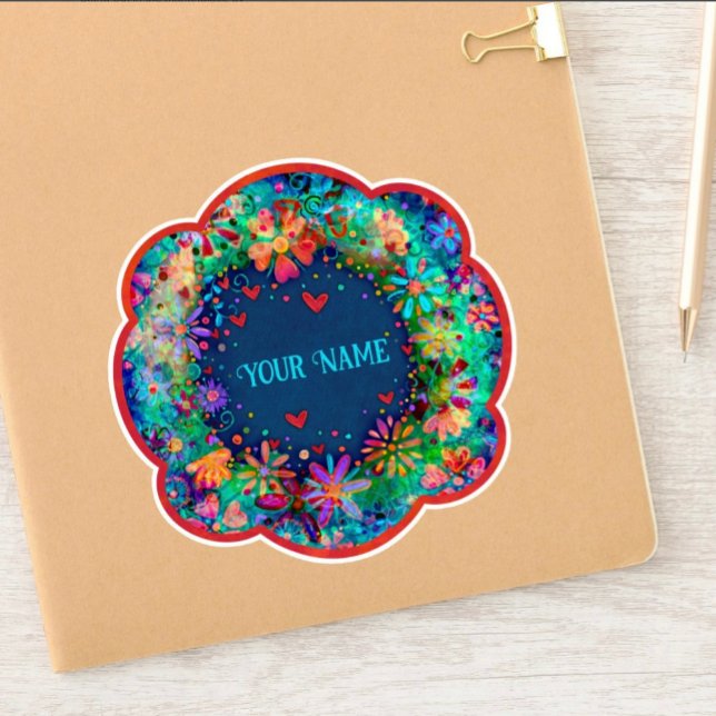 Blue Floral Boho Trendy Name Inspirivity Sticker (Creator Uploaded)