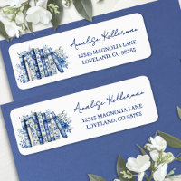 Blue Floral Book Return Address