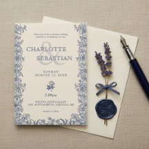 Blue floral botanical elegant vintage wedding 