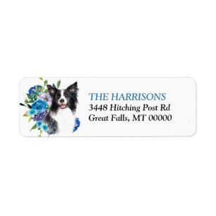 Blue Floral Bouquet Border Collie