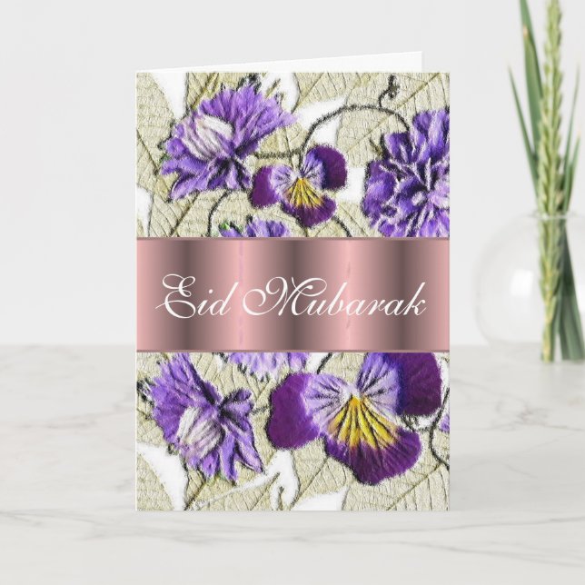 Blue floral bouquet Eid Mubarak Holiday Card (Front)