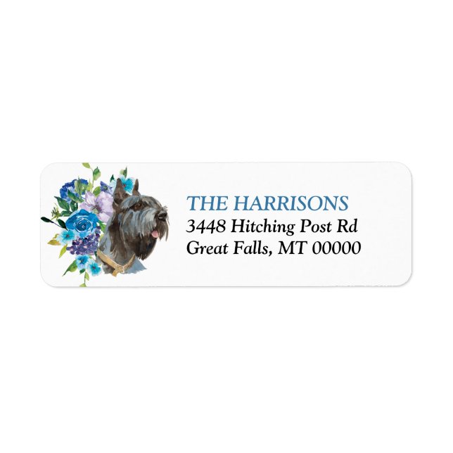 Blue Floral Bouquet Giant Schnauzer Dog (Front)
