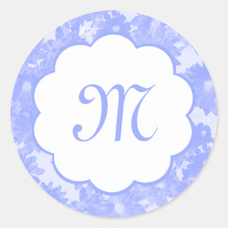 Blue Floral Bouquet Monogram Initial Stickers