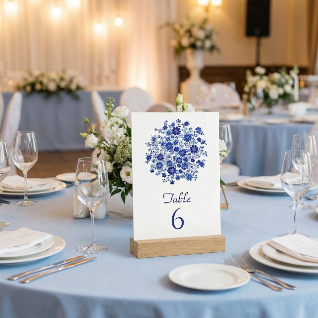 Blue Floral Bouquet Wedding Table Number (Blue Floral Bouquet Wedding Table Number)