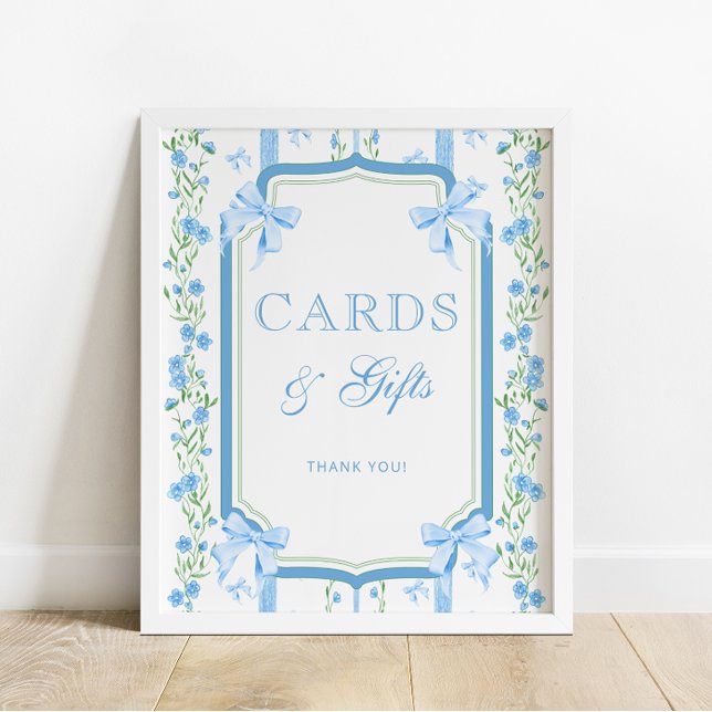 Blue Floral & Bow Cards and Gifts Poster (Creator Uploaded)