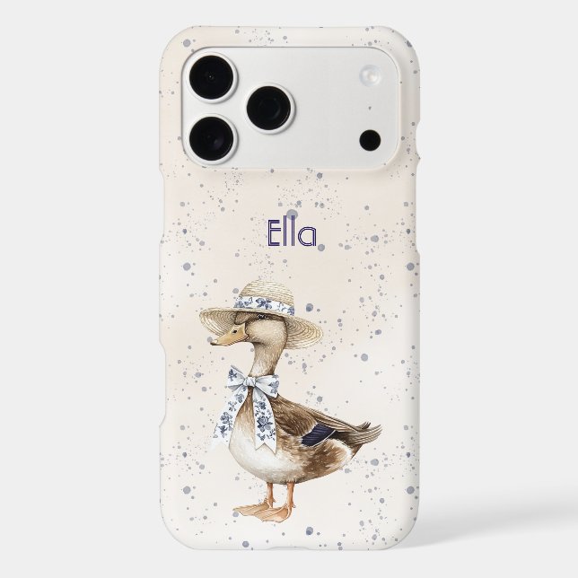 Blue Floral Bow Duck with Hat (Back)