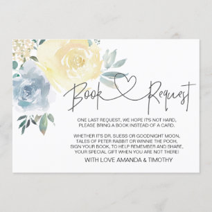 Blue Floral Boy Baby shower Demande de carte