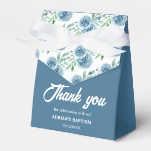 Blue Floral Boy Baptism Favour Box