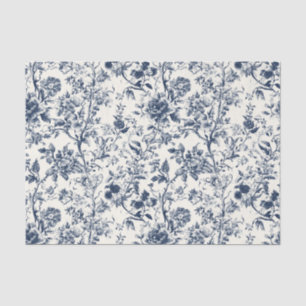 Blue Floral Branch Toile Garden Party Tissue Paper