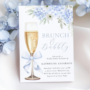 Blue Floral Bridal Brunch Shower Invitation