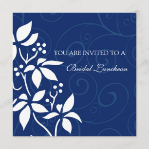 Blue Floral Bridal Luncheon Invitation Cards