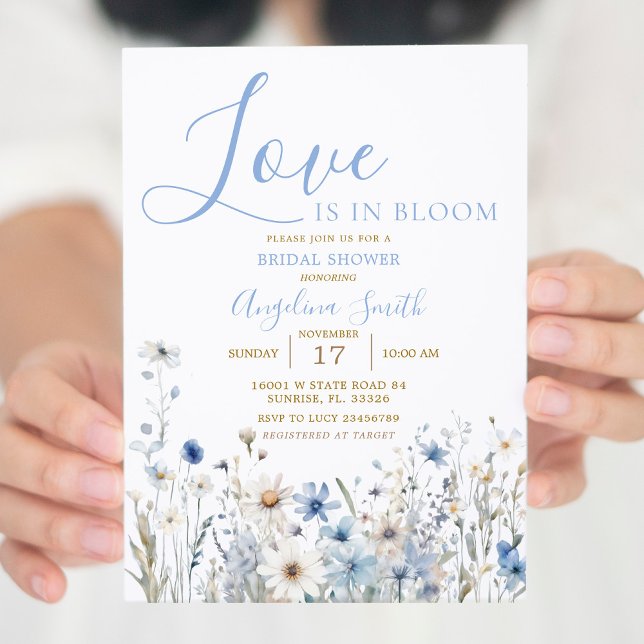 Blue Floral Bridal Shower Bridal Brunch Invitation (Creator Uploaded)