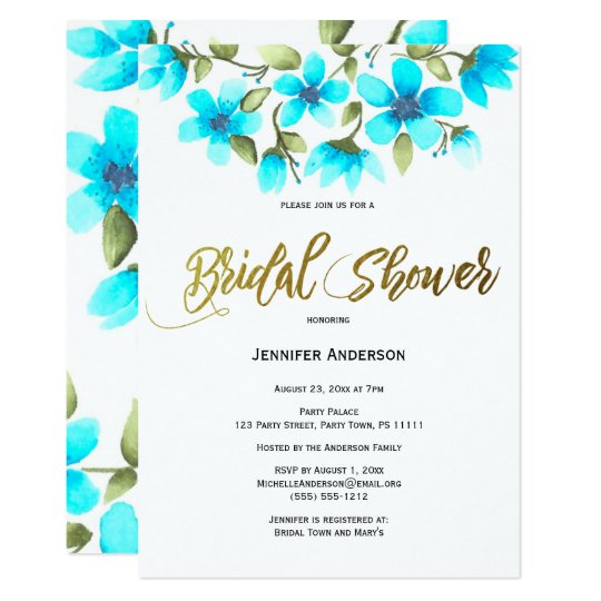 Blue Floral Bridal Shower Card