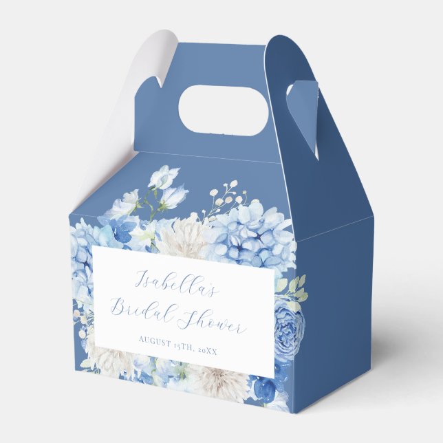 Blue Floral Bridal Shower  Favor Box (Front Side)