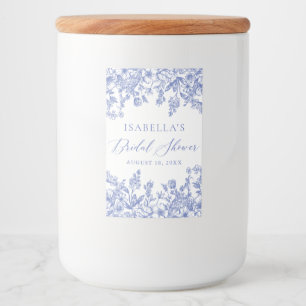 Blue Floral Bridal Shower Food Container Label 