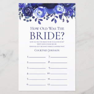 Blue Floral Bridal Shower Game