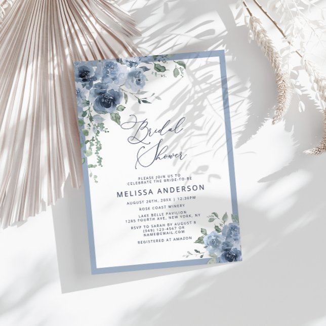 Blue Floral Bridal Shower Invitation (Creator Uploaded)
