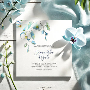 Blue Floral Bridal Shower Invitations