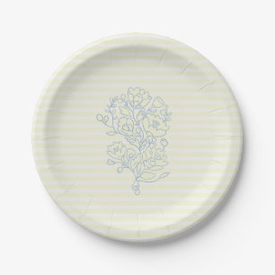 Blue Floral Bridal Shower Paper Dessert Plates