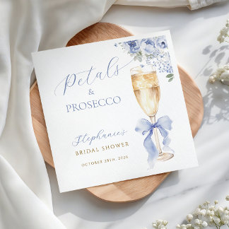 Blue Floral Bridal Shower Paper Lunch Napkins 