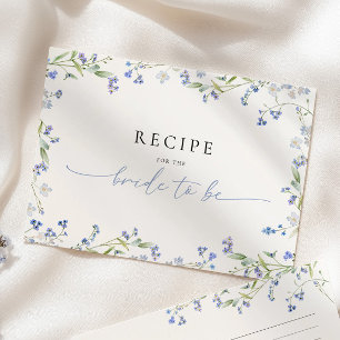 Blue Floral Bridal Shower Recipe Request Enclosure Card